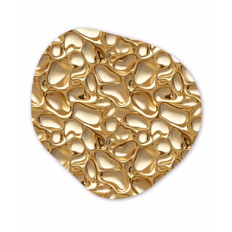 Abstract - Modern - Goud Wandcirkel Organisch Forex 3mm klein 629 -3d