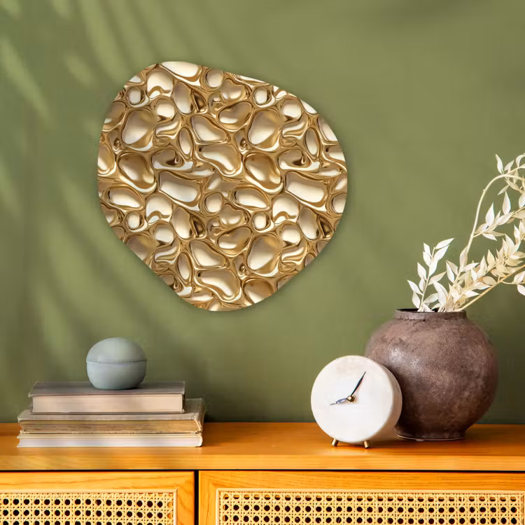 Abstract - Modern - Goud Wandcirkel Organisch Forex 3mm klein 629 -sfeer2