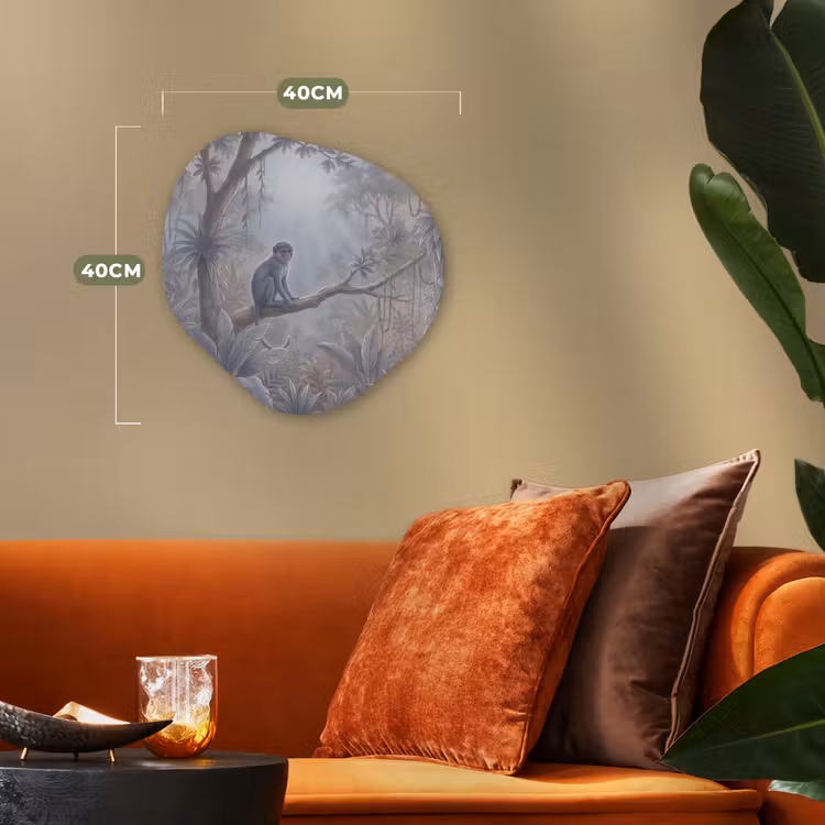 Aap - Boom - Jungle - Natuur - Grijs Wandcirkel Organisch Forex 3mm klein -sfeer3