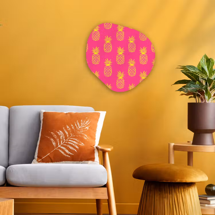 Ananas - Trendy - Roze Wandcirkel Organisch Forex 3mm klein 629 -sfeer4