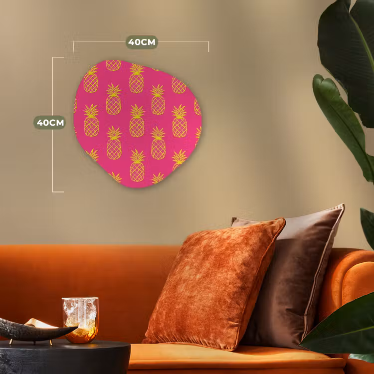 Ananas - Trendy - Roze Wandcirkel Organisch Forex 3mm klein 629 -sfeer3