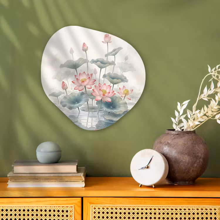 Aquarel - Lotusbloemen - Kleurrijk Wandcirkel Organisch Forex 3mm klein -sfeer2