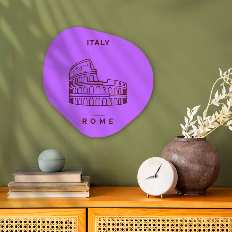 Architectuur - Colosseum - Rome - Minimalistisch - Paars Wandcirkel Organisch Forex 3mm klein -sfeer2
