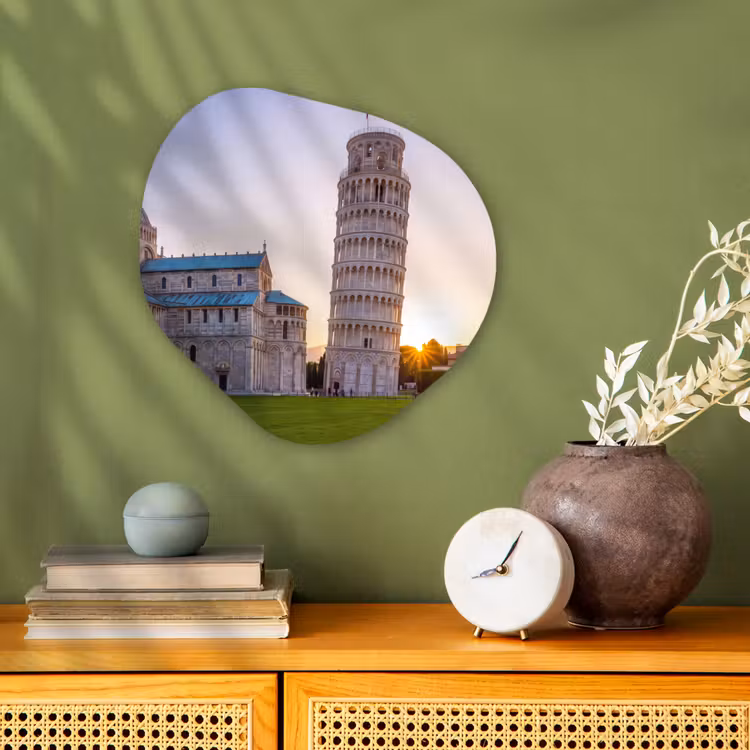 Architectuur - Toren - Pisa - Italië - Zonsondergang Wandcirkel Organisch Forex 3mm klein -sfeer2