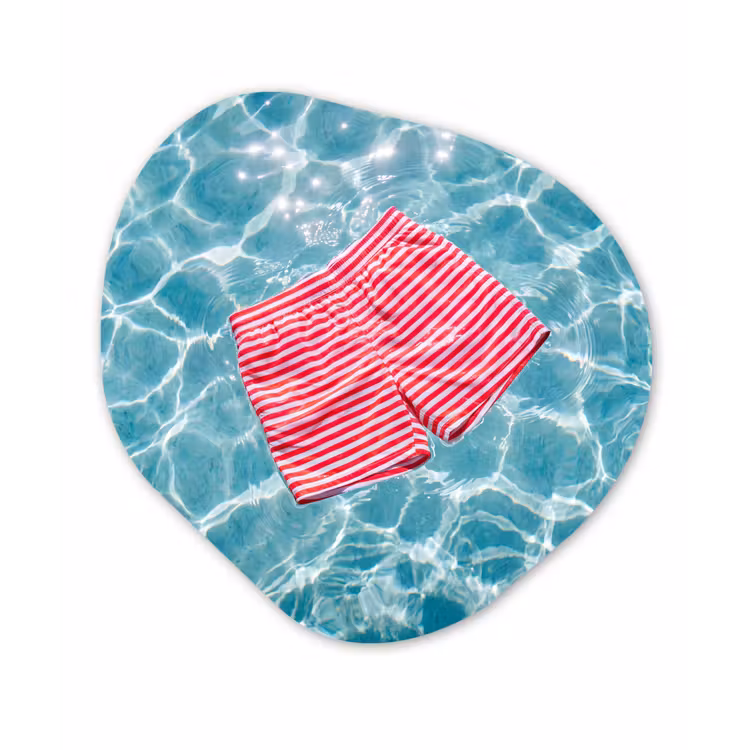 Zwemkleding - Gestreept - Water - Zomer - Rood-wit Wandcirkel Organisch Forex 3mm klein -3d