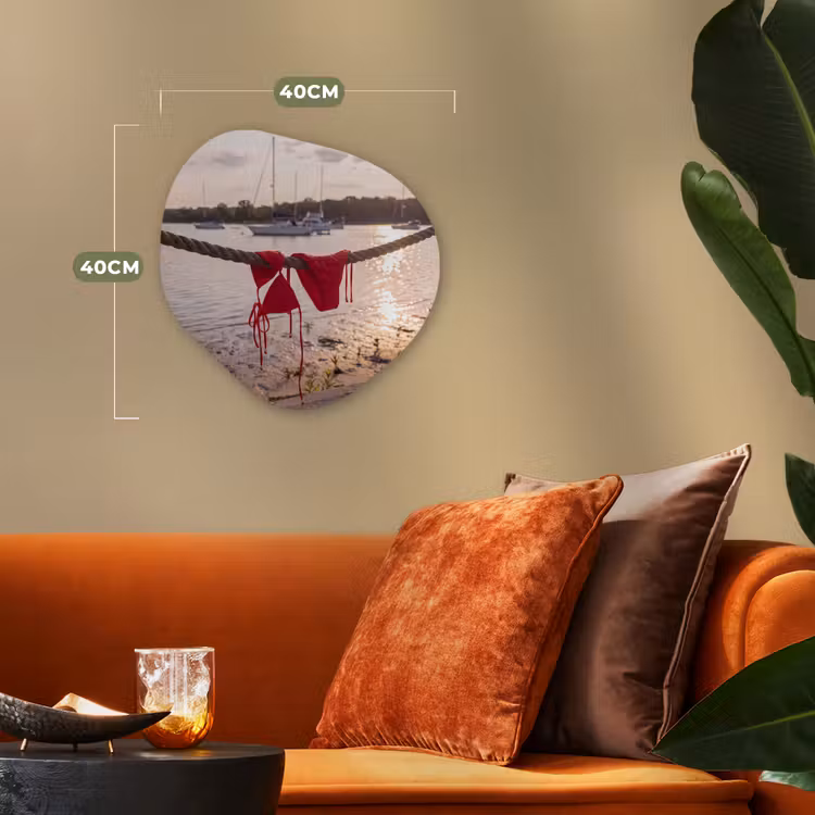 Badkleding - Rood - Zomer - Water - Zonsondergang Wandcirkel Organisch Forex 3mm klein -sfeer3