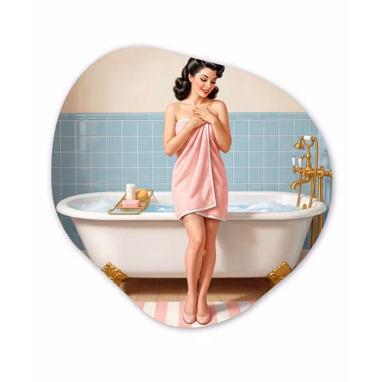 Badkamer - Vrouw - Roze Wandcirkel Organisch Forex 3mm klein -3d