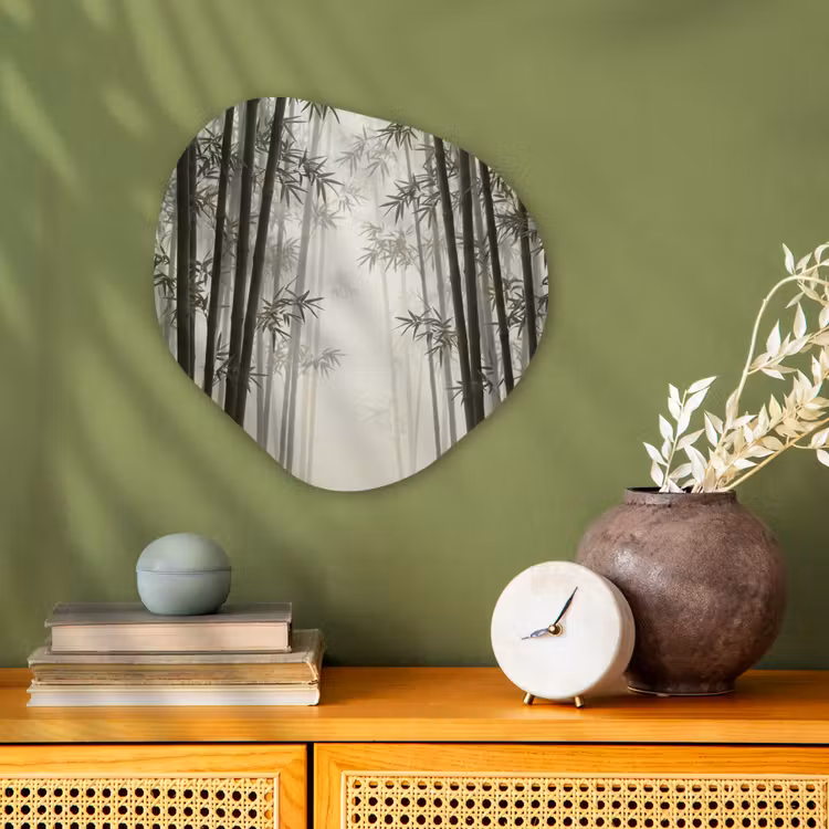 Bamboe - Bos - Mist - Natuur Wandcirkel Organisch Forex 3mm klein -sfeer2