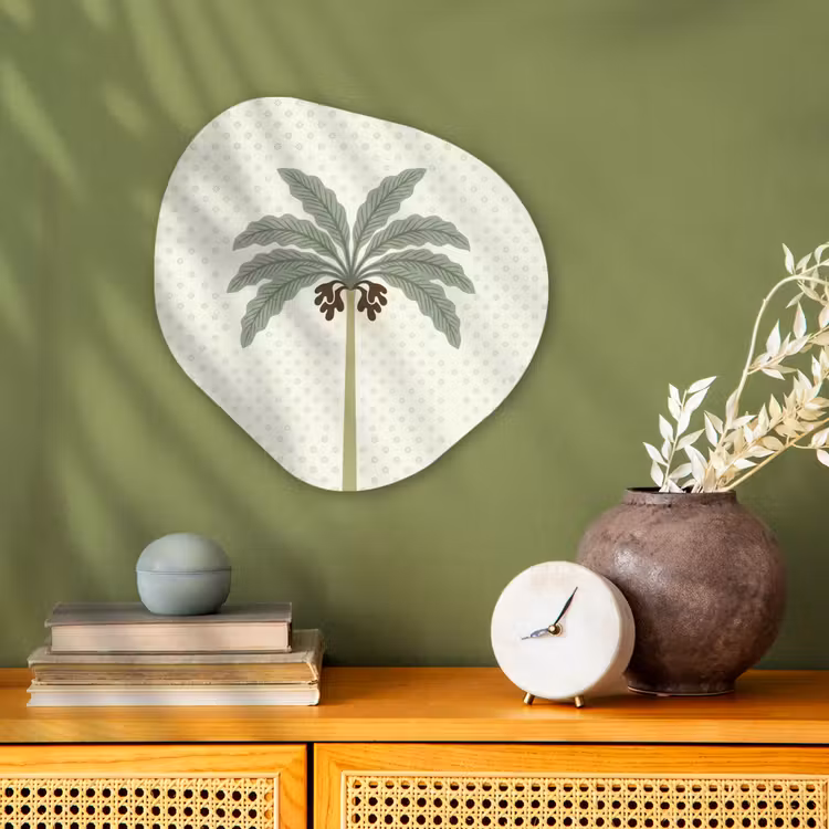 Boom - Bladeren - Groen - Decoratief - Beige Wandcirkel Organisch Forex 3mm klein -sfeer2
