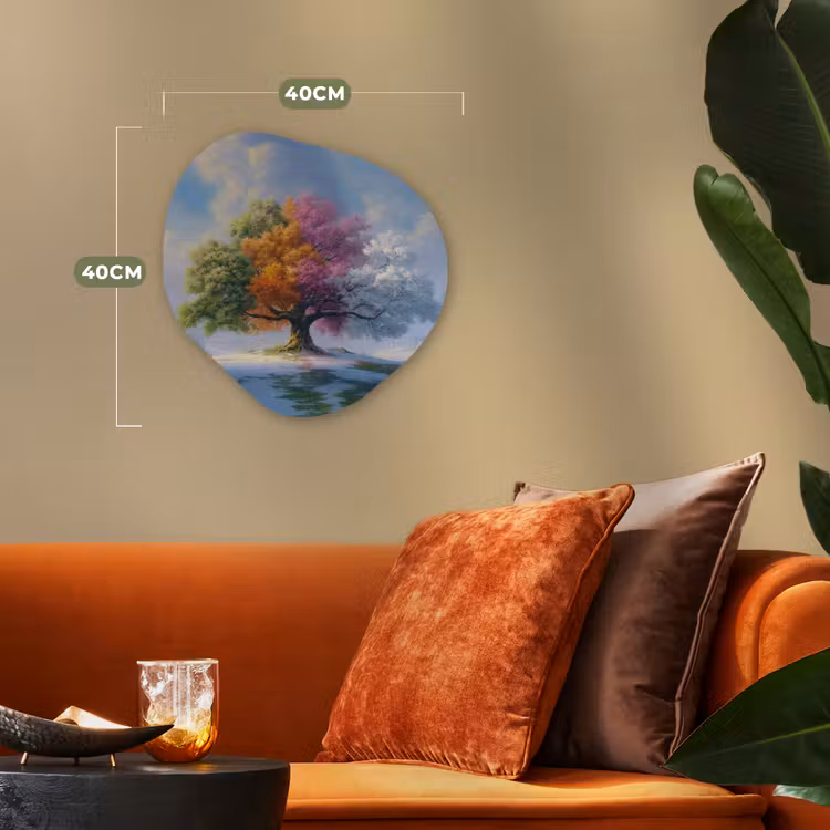 Boom - Seizoenen - Winter - Landschap Wandcirkel Organisch Forex 3mm klein -sfeer3