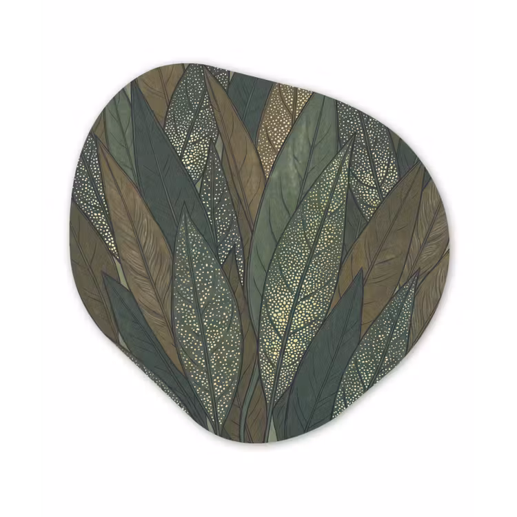 Bladeren - Patroon - Gestippeld - Natuur - Groen Wandcirkel Organisch Forex 3mm klein -3d