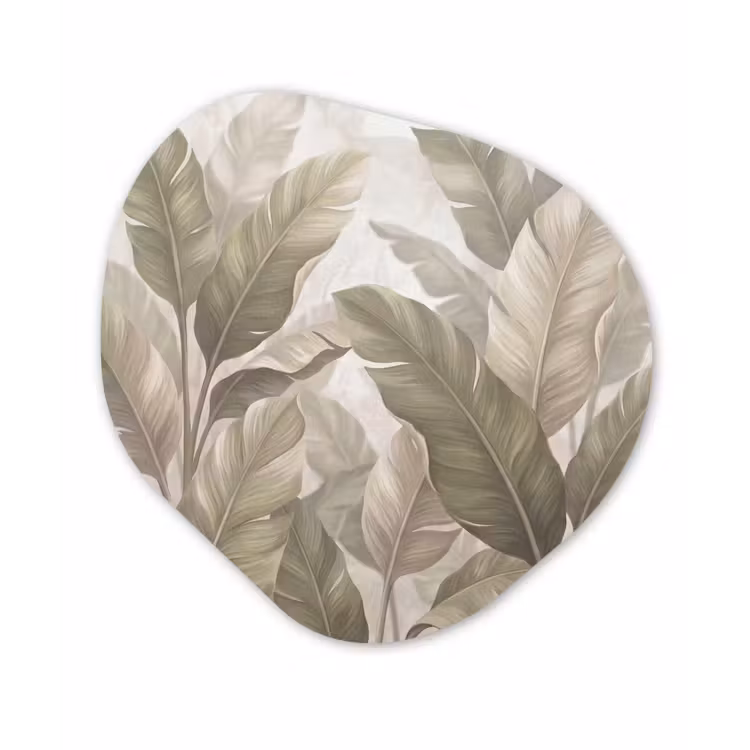 Bladeren - Tropisch - Natuur - Abstract - Beige Wandcirkel Organisch Forex 3mm klein -3d
