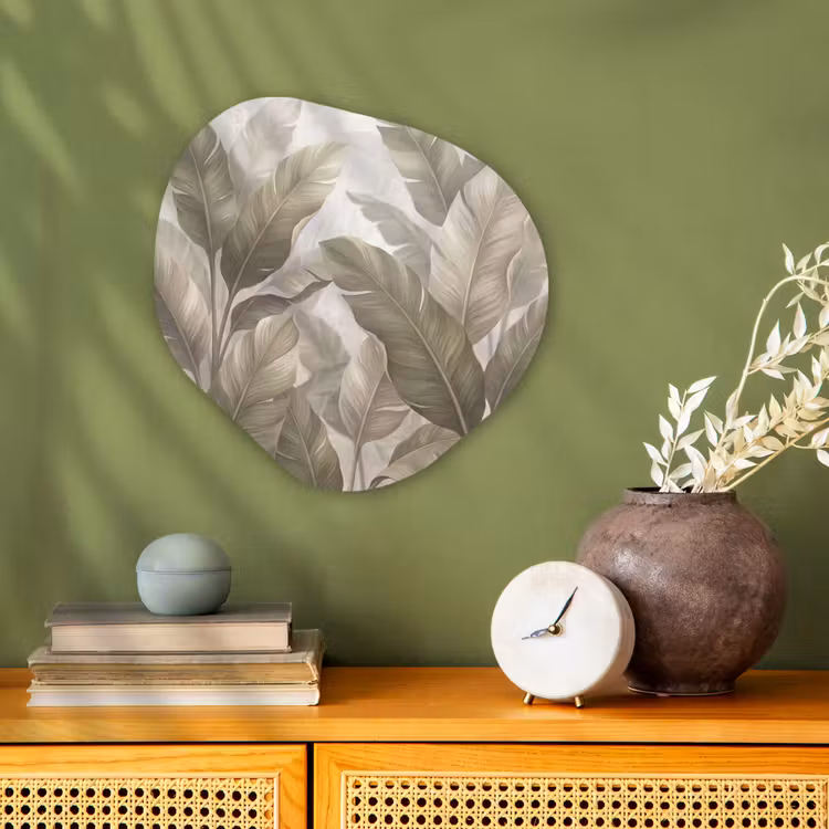 Bladeren - Tropisch - Natuur - Abstract - Beige Wandcirkel Organisch Forex 3mm klein -sfeer2