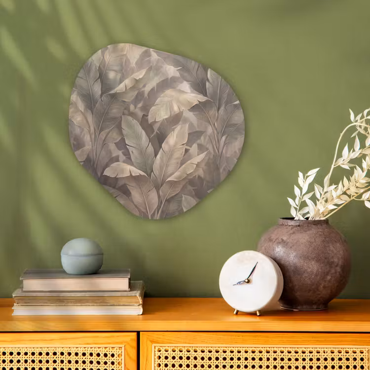 Bladeren - Tropisch - Natuur - Modern - Beige Wandcirkel Organisch Forex 3mm klein -sfeer2