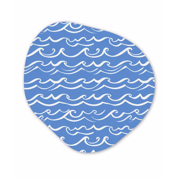 Blauw - Wit - Simpel - Getekend - Golven Wandcirkel Organisch Forex 3mm klein 629 -3d