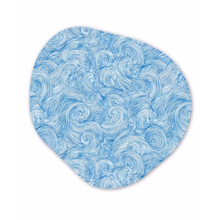Blauw - Wit - Spiraal - Golven - Lijnen Wandcirkel Organisch Forex 3mm klein 629 -3d