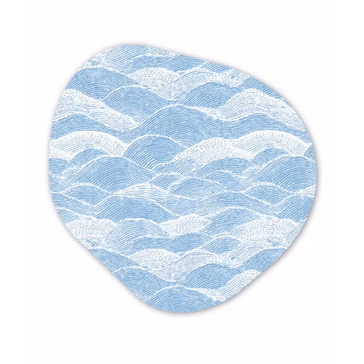 Blauw - Wit - Golven - Getekend Wandcirkel Organisch Forex 3mm klein 629 -3d