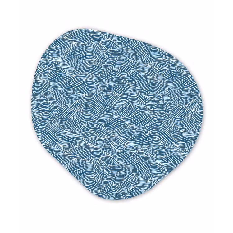 Blauw - Wit - Golven - Getekend - Textuur Wandcirkel Organisch Forex 3mm klein 629 -3d