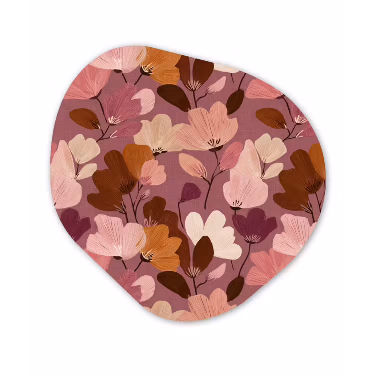 Bloem - Patroon - Roze Wandcirkel Organisch Forex 3mm klein 629 -3d