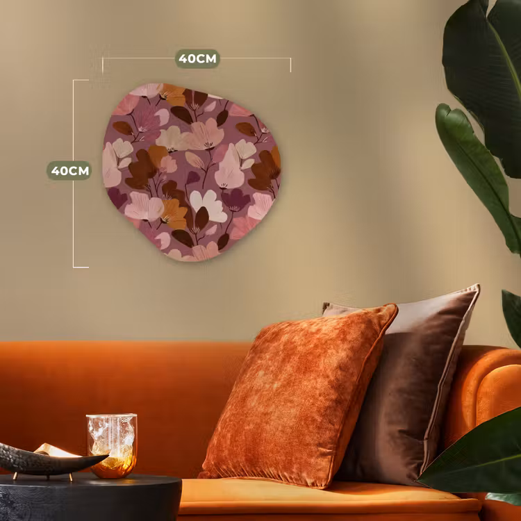 Bloem - Patroon - Roze Wandcirkel Organisch Forex 3mm klein 629 -sfeer3