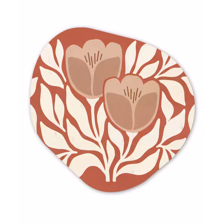 Bloemen - Abstract - Modern - Beige - Natuur Wandcirkel Organisch Forex 3mm klein -3d
