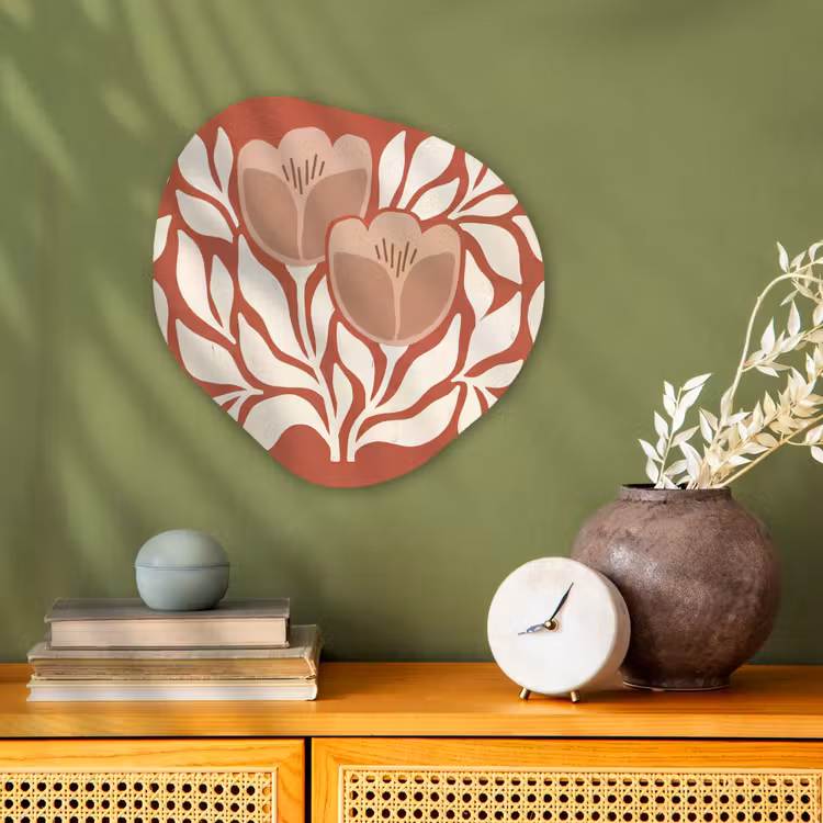Bloemen - Abstract - Modern - Beige - Natuur Wandcirkel Organisch Forex 3mm klein -sfeer2