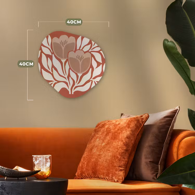 Bloemen - Abstract - Modern - Beige - Natuur Wandcirkel Organisch Forex 3mm klein -sfeer3