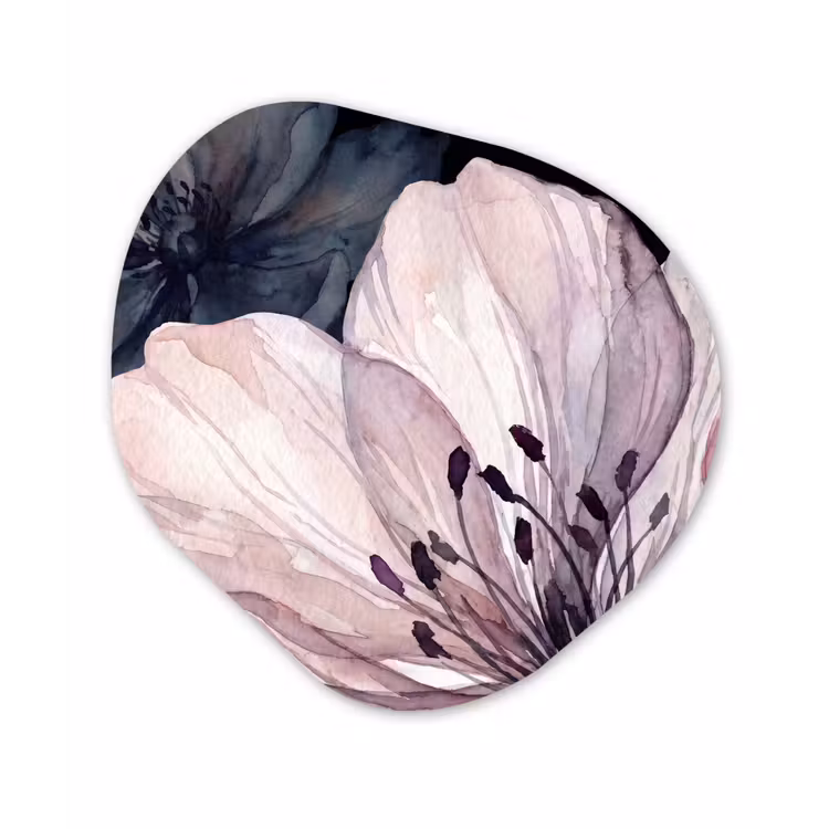 Bloemen - Aquarel - Modern - Roze - Donker Wandcirkel Organisch Forex 3mm klein -3d