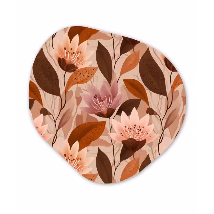 Bloemen - Bladeren - Bruin Wandcirkel Organisch Forex 3mm klein 629 -3d