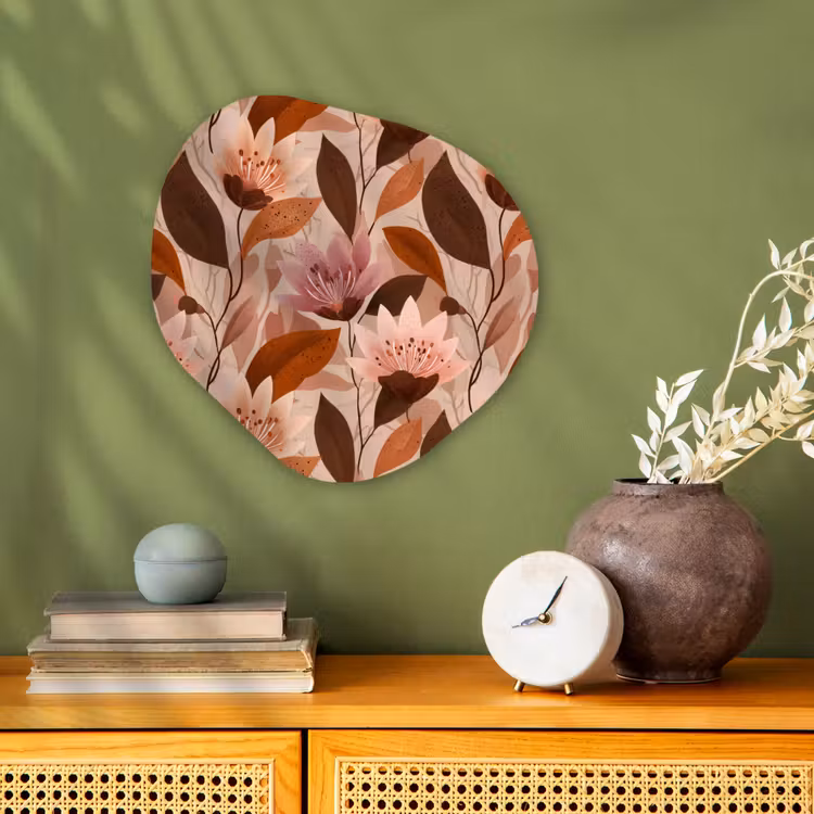 Bloemen - Bladeren - Bruin Wandcirkel Organisch Forex 3mm klein 629 -sfeer2