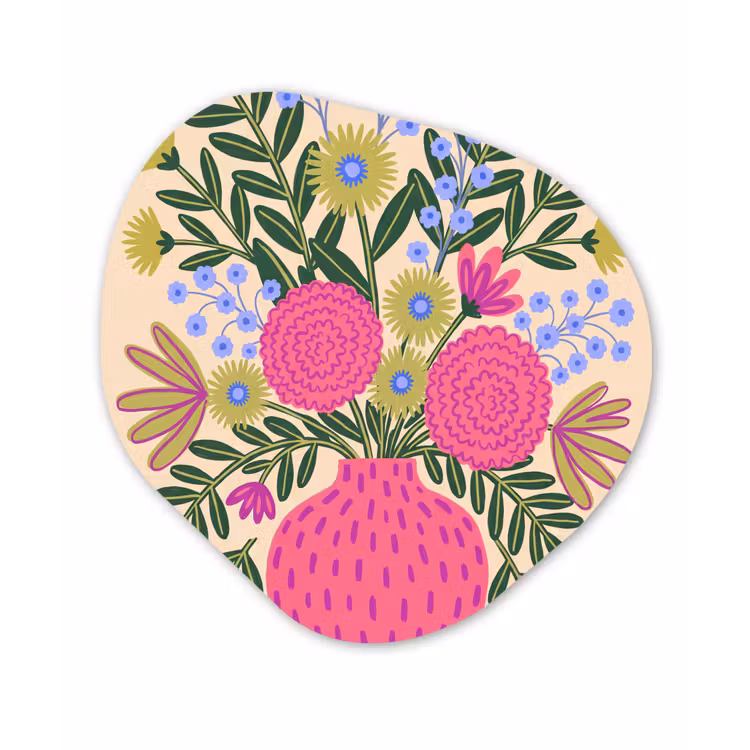 Bloemen - Boeket - Natuur - Abstract - Roze Wandcirkel Organisch Forex 3mm klein -3d
