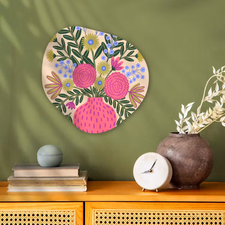 Bloemen - Boeket - Natuur - Abstract - Roze Wandcirkel Organisch Forex 3mm klein -sfeer2