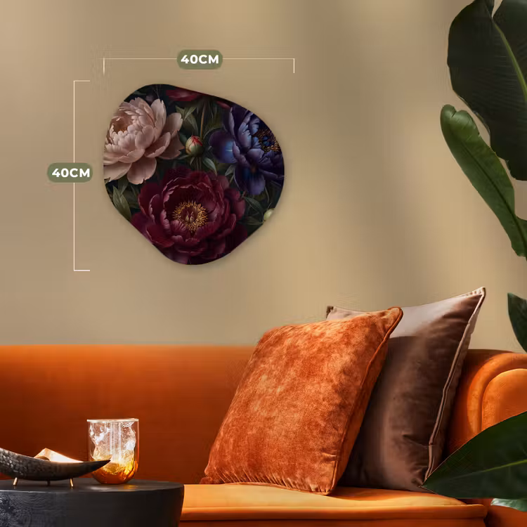 Bloemen - Boeket - Natuur - Modern - Donker Wandcirkel Organisch Forex 3mm klein -sfeer3