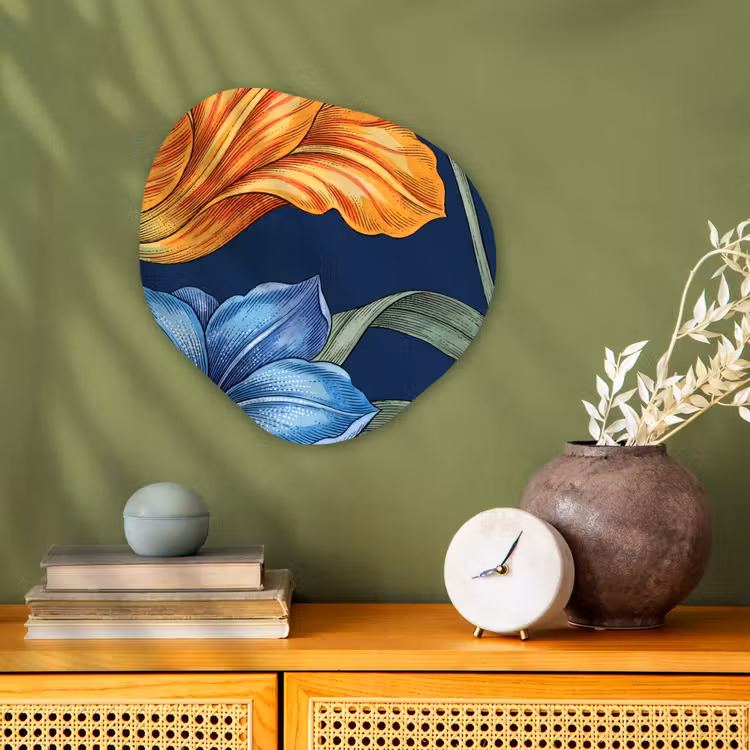 Forexbild Organische Form - Blumen – Botanik – Muster - Bloemen - Botanisch - Patroon Wandcirkel Organisch Forex 3mm klein