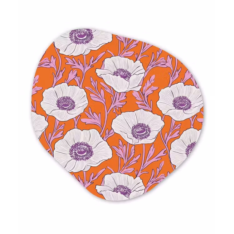 Bloemen - Grafisch - Oranje Wandcirkel Organisch Forex 3mm klein 629 -3d