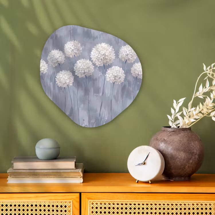Bloemen - Illustratie - Blauw Wandcirkel Organisch Forex 3mm klein -sfeer2