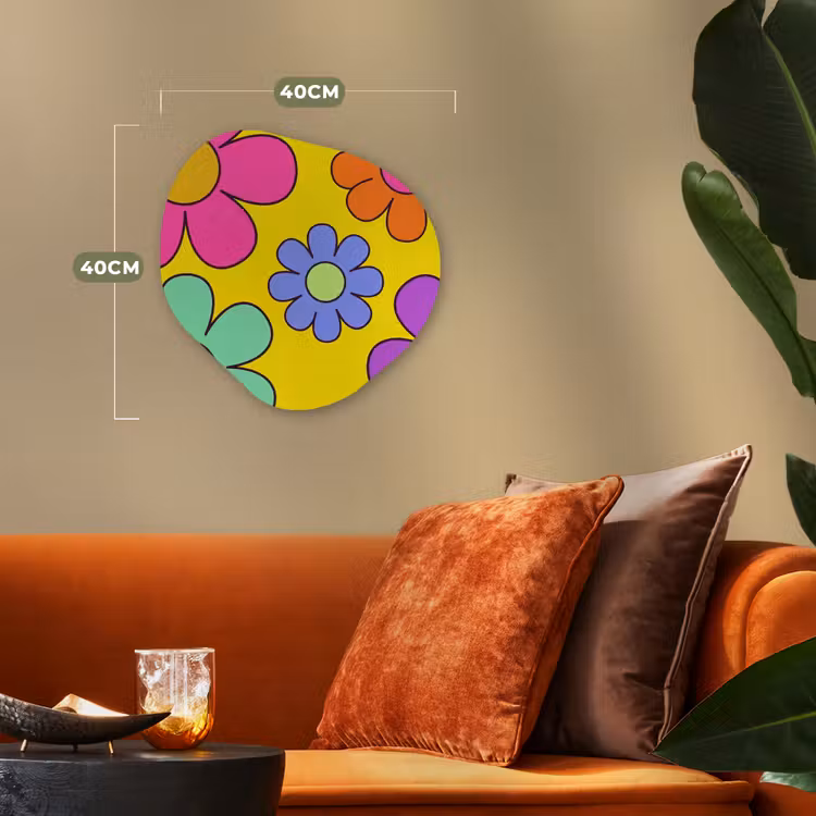 Bloemen - Illustratie - Kleurrijk Wandcirkel Organisch Forex 3mm klein -sfeer3