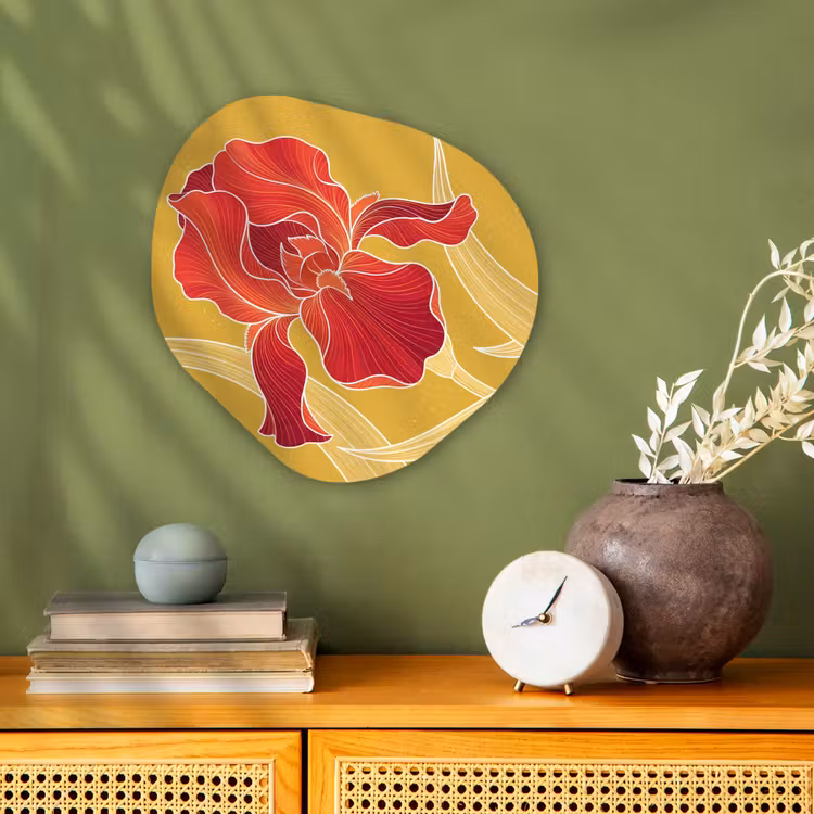 Forexbild Organische Form - Blumen – Illustration – Rot - Bloemen - Illustratie - Rood Wandcirkel Organisch Forex 3mm klein