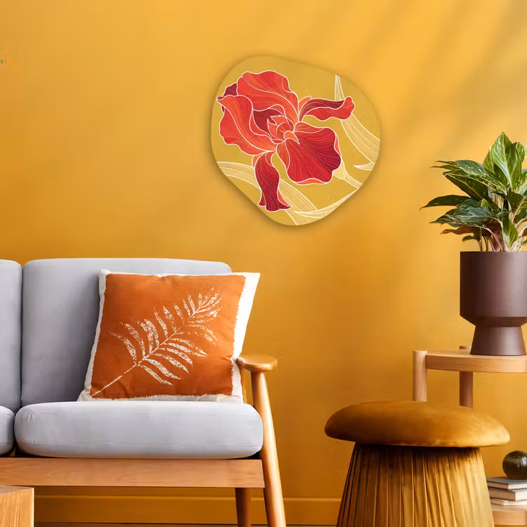Forexbild Organische Form - Blumen – Illustration – Rot - Bloemen - Illustratie - Rood Wandcirkel Organisch Forex 3mm klein