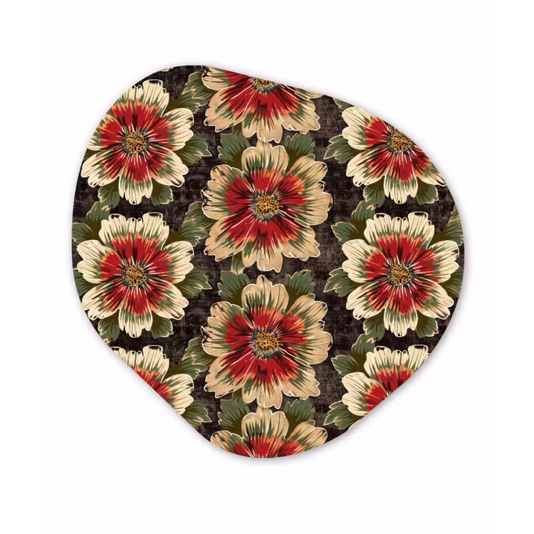 Bloemen - Klassiek - Patroon - Rood Wandcirkel Organisch Forex 3mm klein 629 -3d