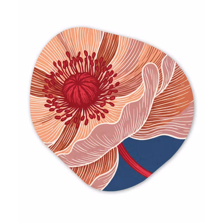 Forexbild Organische Form - Blumen – Modern – Abstrakt - Bloemen - Modern - Abstract Wandcirkel Organisch Forex 3mm klein