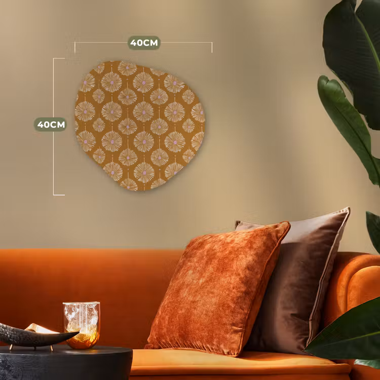Bloemen - Modern - Oker Wandcirkel Organisch Forex 3mm klein 629 -sfeer3