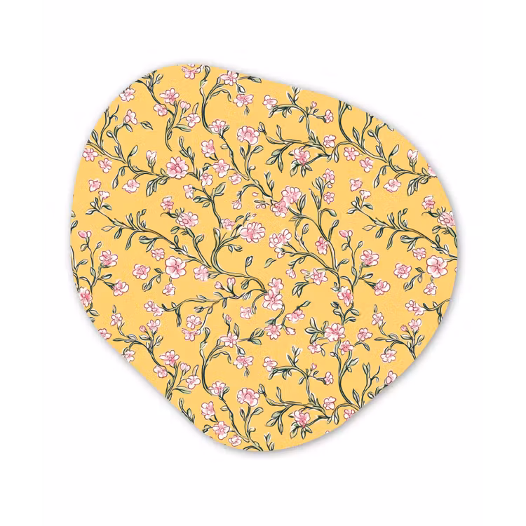 Bloemen - Motief - Geel Wandcirkel Organisch Forex 3mm klein 629 -3d
