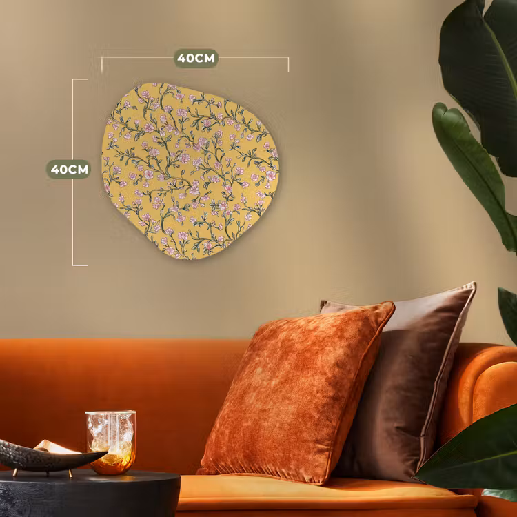 Bloemen - Motief - Geel Wandcirkel Organisch Forex 3mm klein 629 -sfeer3