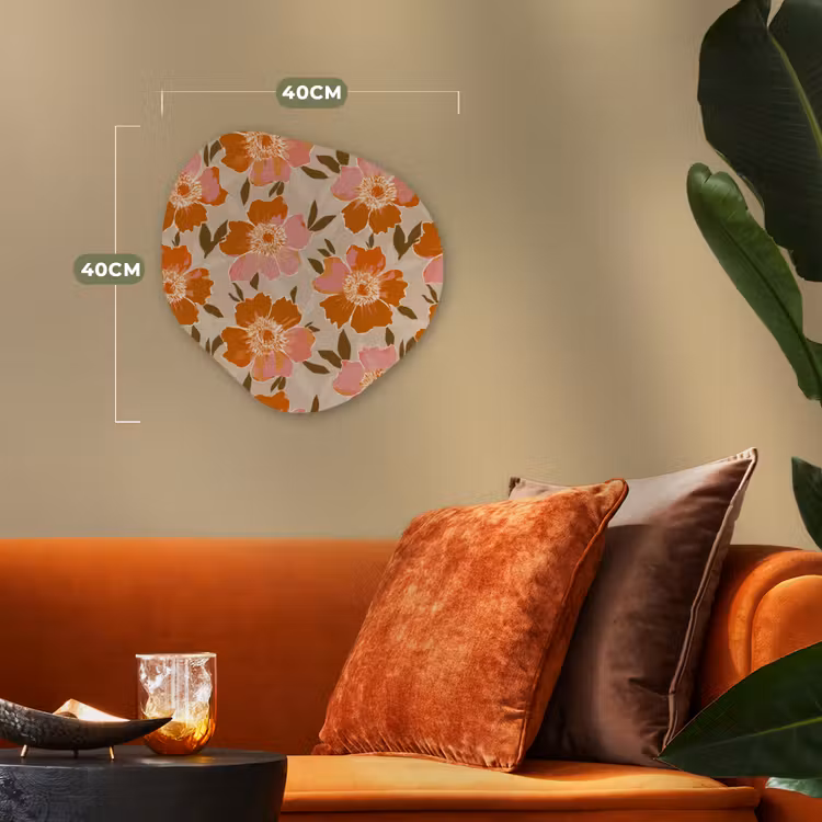 Bloemen - Motief - Retro Wandcirkel Organisch Forex 3mm klein 629 -sfeer3