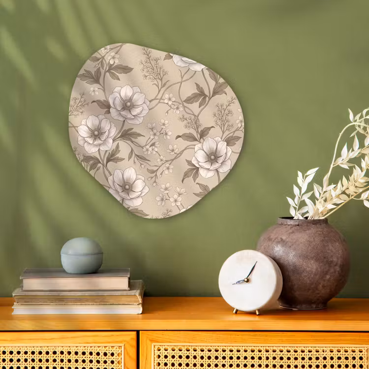 Bloemen - Patroon - Beige Wandcirkel Organisch Forex 3mm klein -sfeer2