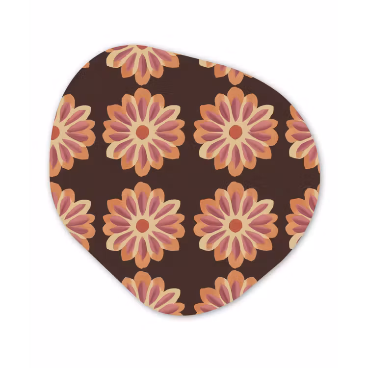 Bloemen - Patroon - Bruin Wandcirkel Organisch Forex 3mm klein 629 -3d