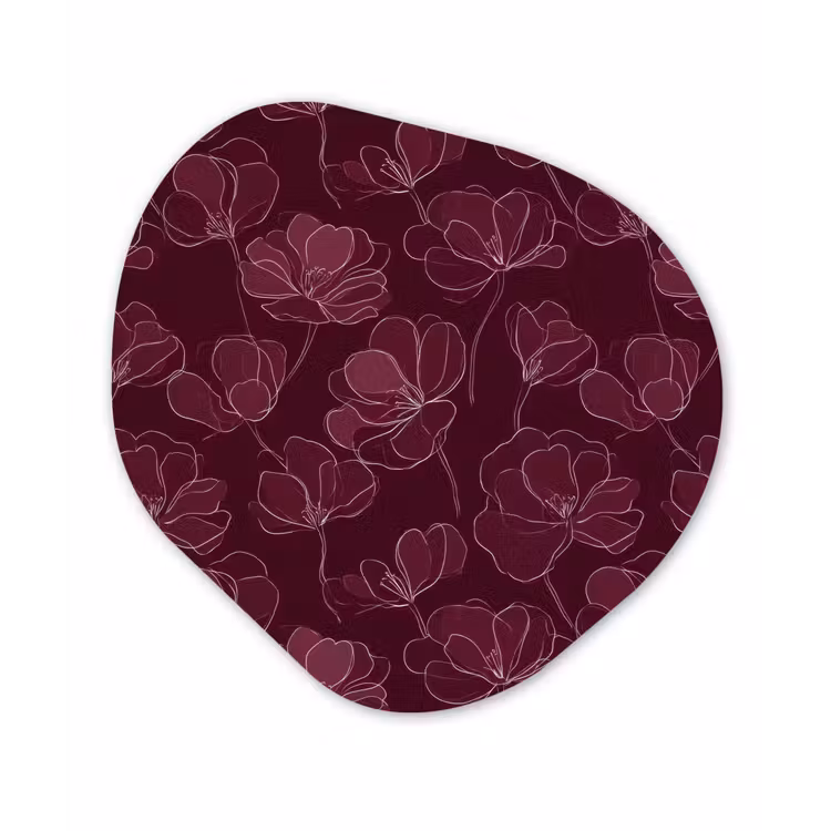 Bloemen - Patroon - Bordeauxrood Wandcirkel Organisch Forex 3mm klein 629 -3d