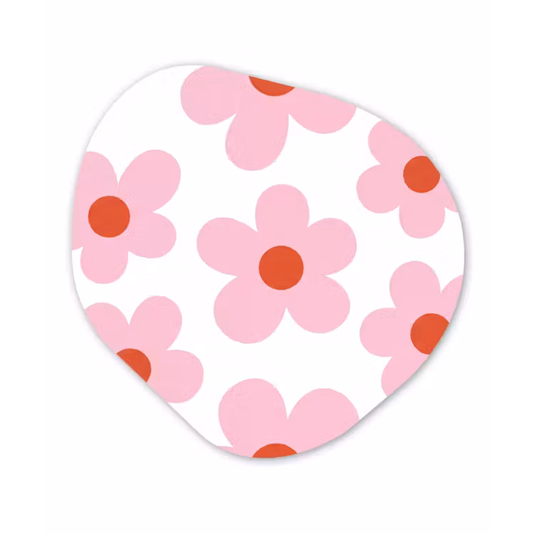 Bloemen - Patroon - Modern - Roze - Wit Wandcirkel Organisch Forex 3mm klein -3d