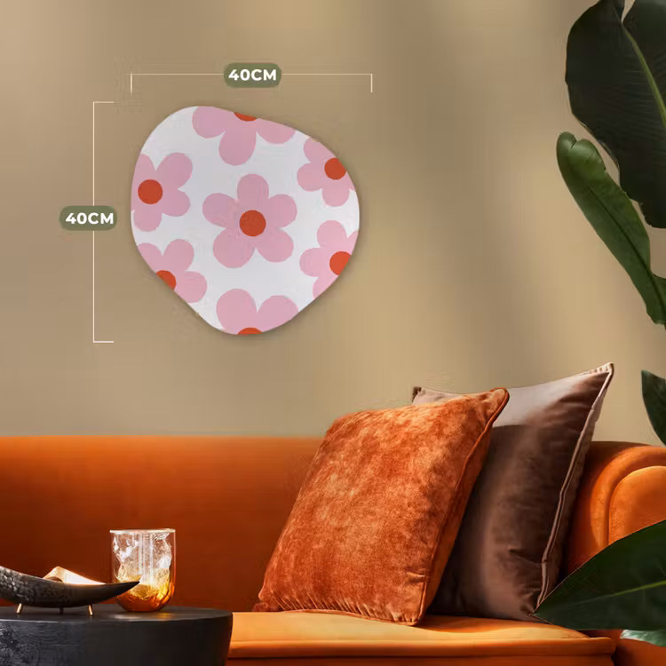 Bloemen - Patroon - Modern - Roze - Wit Wandcirkel Organisch Forex 3mm klein -sfeer3
